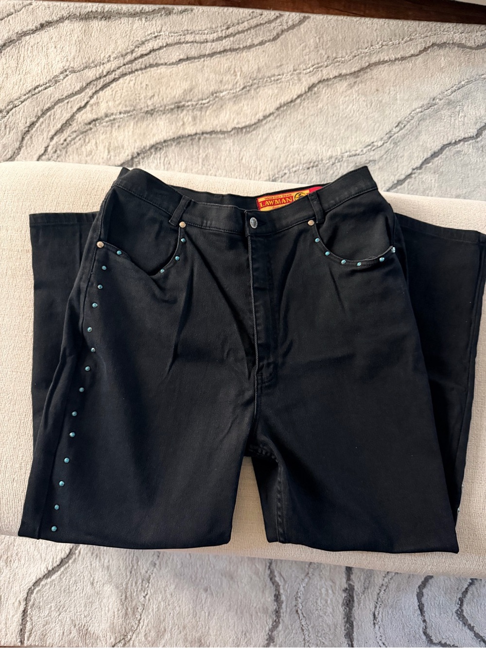 Vintage Women’s Lawman Black Studded Jeans